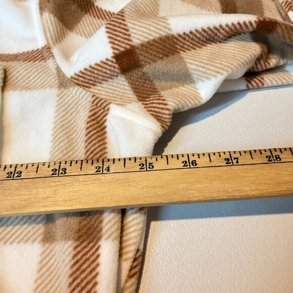 Eddie Bauer Women XL Fleece Shacket Shirt Jacket Buttons Brown Plaid Oversized - Picture 7 of 9